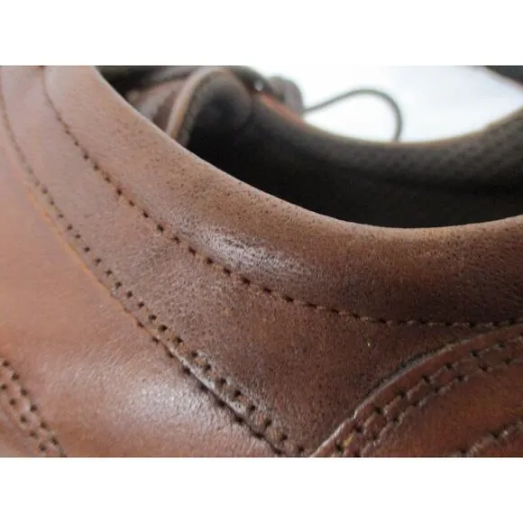 USED ECCO Men's Lite Hybrid Apron Toe Tie Shoes ,Cognac-Size 7-7.5