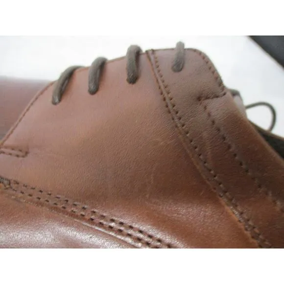USED ECCO Men's Lite Hybrid Apron Toe Tie Shoes ,Cognac-Size 7-7.5