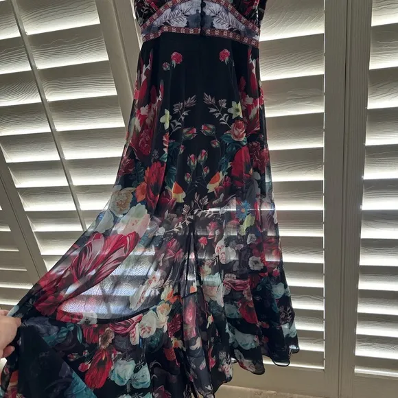 V neck long evening dress maxi floral flowey cocktail party Sunday Wedding sexy