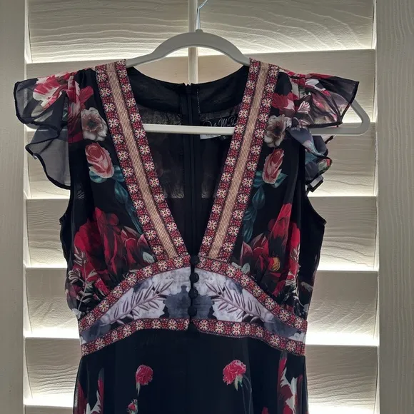 V neck long evening dress maxi floral flowey cocktail party Sunday Wedding sexy