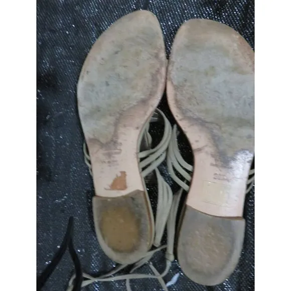 Valentino Garavani VNTG Jewel Italian Leather Lace Up Flats Sandals 38.5 US 8.5