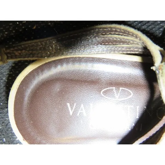 Valentino Garavani VNTG Jewel Italian Leather Lace Up Flats Sandals 38.5 US 8.5