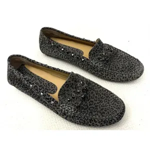 Vaneli Women's Shoes Made In Italy Gray Jungle Print Metallic Studs Size 8.5