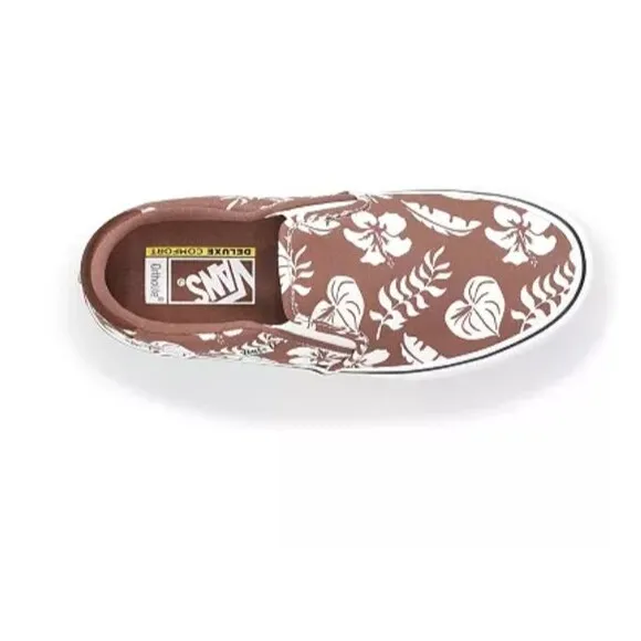 VANS Asher DX Floral Party Skate Shoes Men's US 11 Root Beer Canvas Slip On New