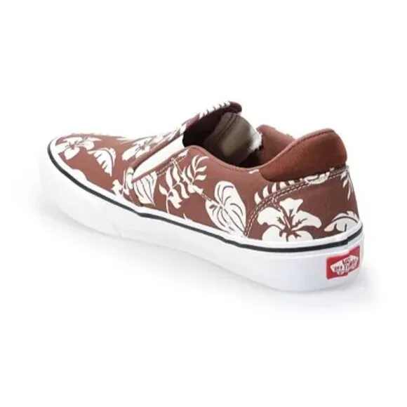 VANS Asher DX Floral Party Skate Shoes Men's US 11 Root Beer Canvas Slip On New