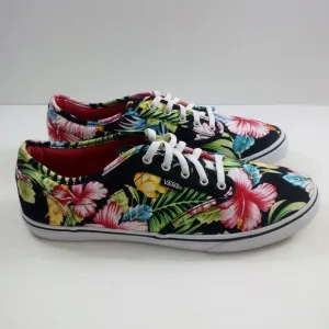 Vans Authentic Hawaiian Floral Boys 6.5 Women 8 Black Red Skateboarding Shoes