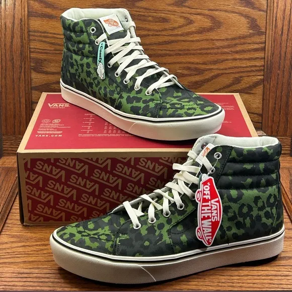 Vans Comfycush Sk8 Hi Leopard Catus Scarab Shoes