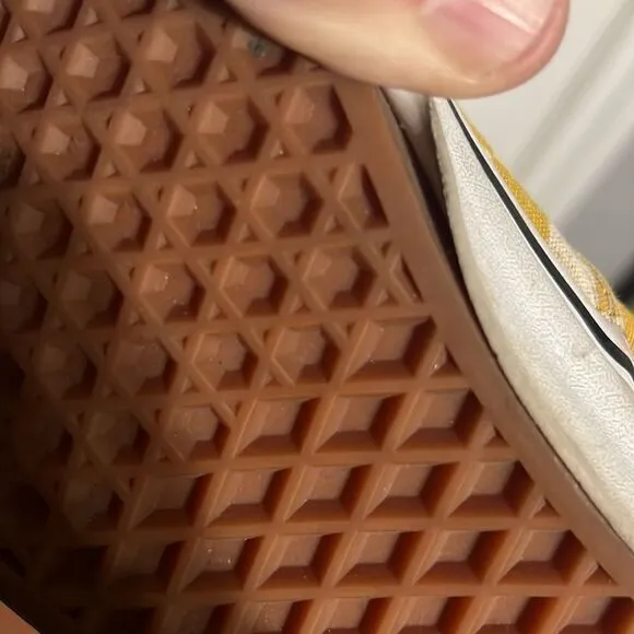 🔥VANS Off The Wall Lace Up Sneakers - Golden Yellow/White Checkered - EXCELLENT
