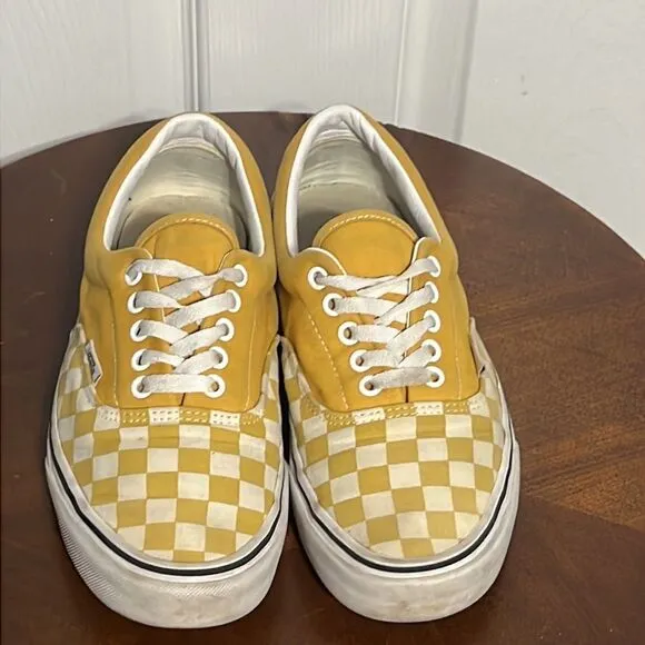 🔥VANS Off The Wall Lace Up Sneakers - Golden Yellow/White Checkered - EXCELLENT