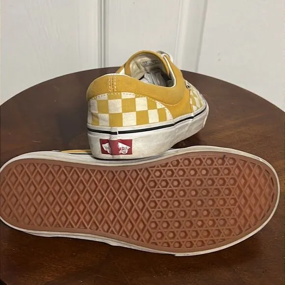 🔥VANS Off The Wall Lace Up Sneakers - Golden Yellow/White Checkered - EXCELLENT