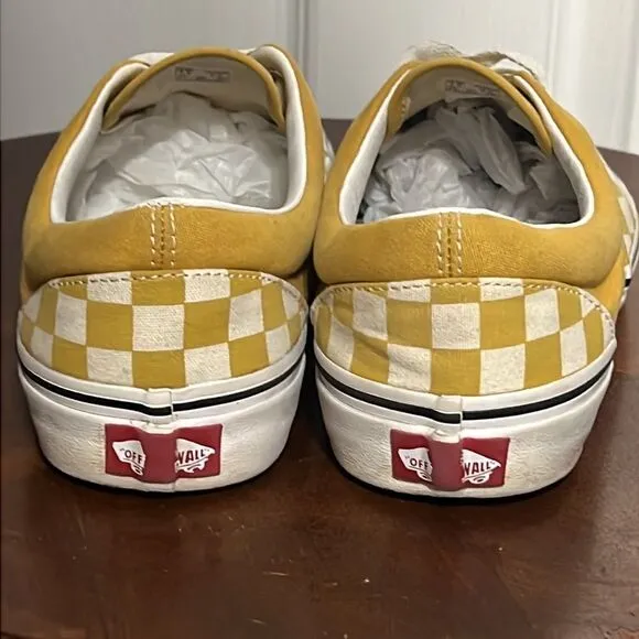 🔥VANS Off The Wall Lace Up Sneakers - Golden Yellow/White Checkered - EXCELLENT