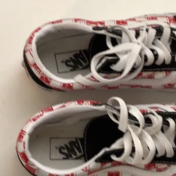 Vans Old Skool Low Sketch Red Size 7.5 Women Checkered Shoes Preloved