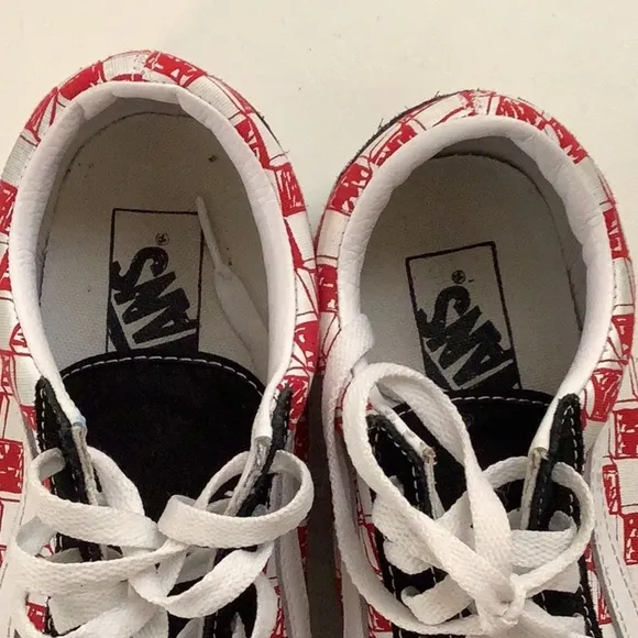 Vans Old Skool Low Sketch Red Size 7.5 Women Checkered Shoes Preloved