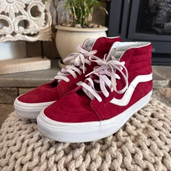 Vans Sk8 Hi Filmore Pig Suede Chilli Pepper Red Scooter True SZ 8 Shoes Sneakers