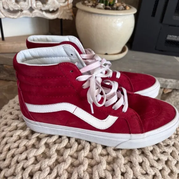 Vans Sk8 Hi Filmore Pig Suede Chilli Pepper Red Scooter True SZ 8 Shoes Sneakers