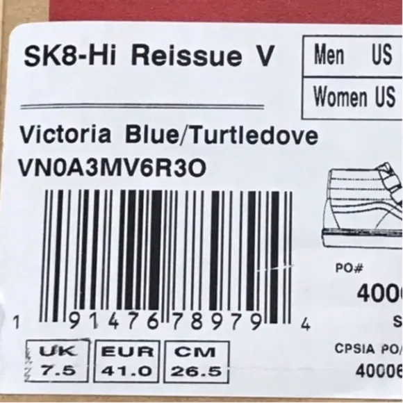 Vans Sk8 Hi Reissue Victoria Blue Turtledove Shoes