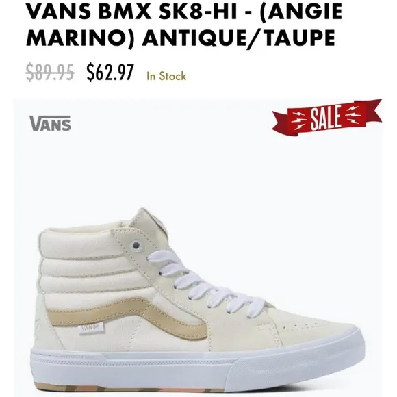 Vans Sneakers BMX SK8-Hi Old Skool Men 13 Angie Marino Taupe Beige Neutral Shoes