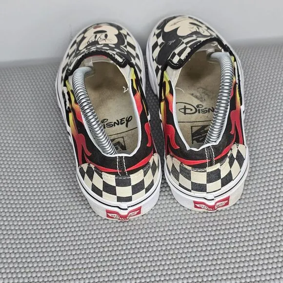 Vans x Disney Minnie &amp; Mickey Mouse Checkerboard Flames Shoes-Women's 7 (721356)