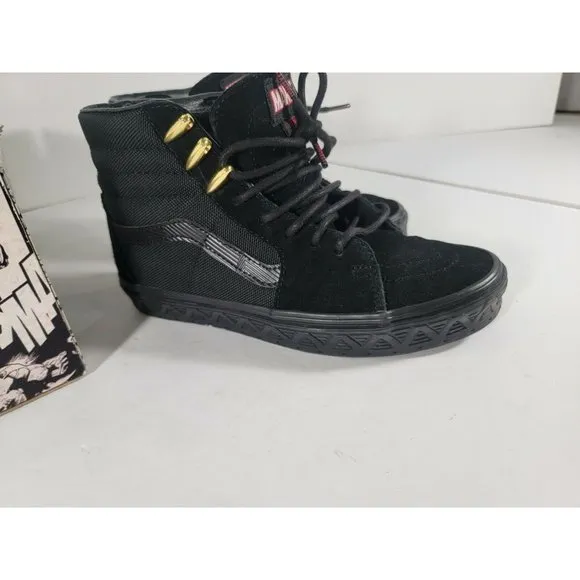 Vans x Marvel 6Y, 7.5 Women Sk8-Hi Black Panther Suede shoes Black Gold w/‎ box