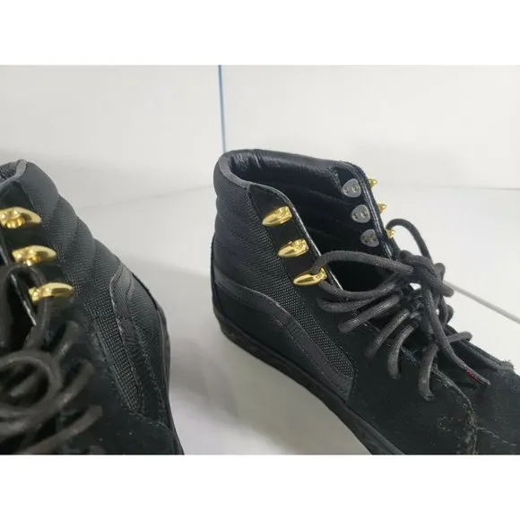 Vans x Marvel 6Y, 7.5 Women Sk8-Hi Black Panther Suede shoes Black Gold w/‎ box