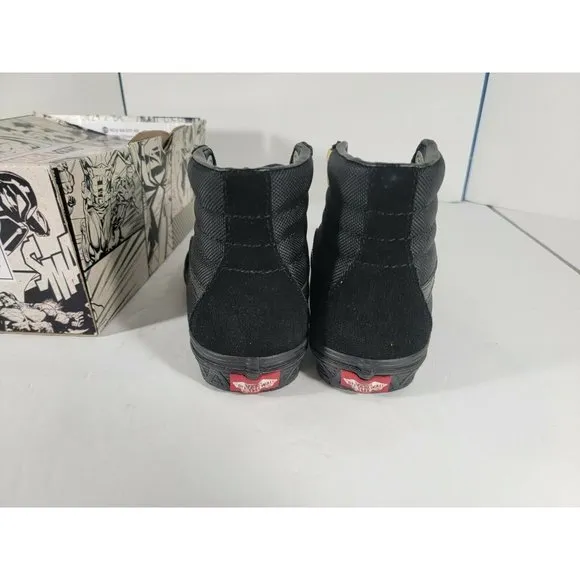Vans x Marvel 6Y, 7.5 Women Sk8-Hi Black Panther Suede shoes Black Gold w/‎ box
