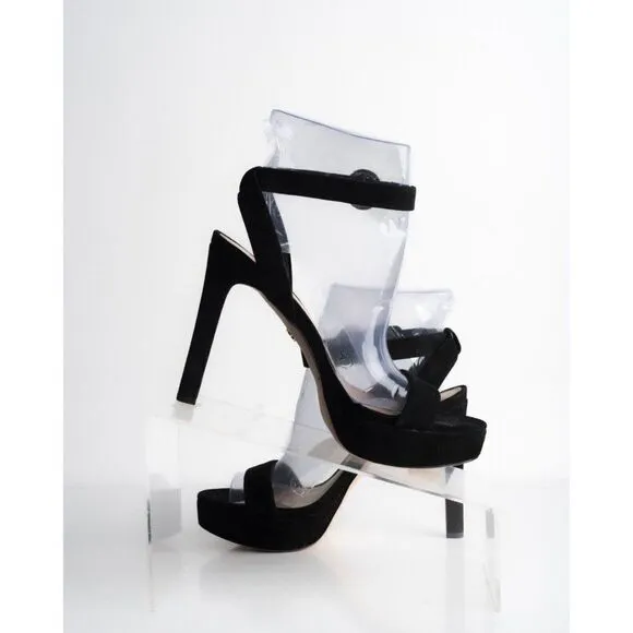 Veronica Beard Womens Black Suede Platform Sandals Heels Pumps US 6.5 EU 36.5