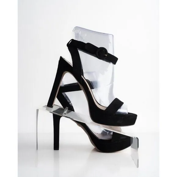Veronica Beard Womens Black Suede Platform Sandals Heels Pumps US 6.5 EU 36.5