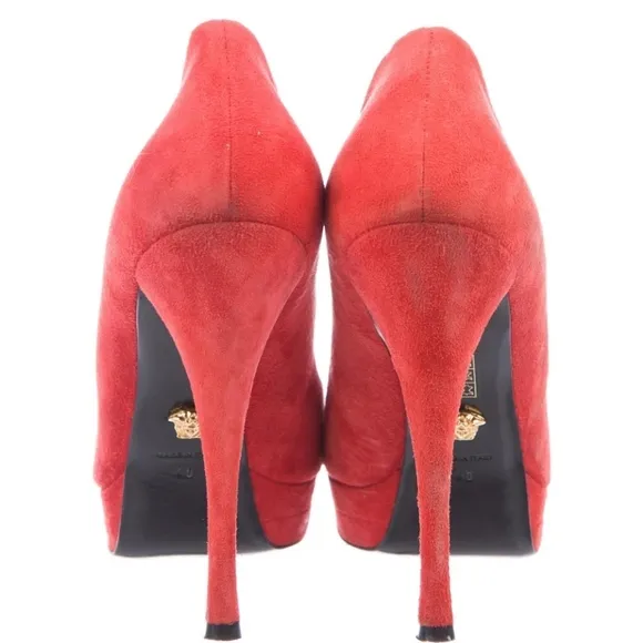Versace Orange Suede Pumps