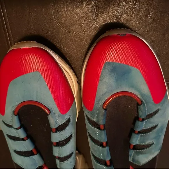 VERSACE ‘SQUALO KNIT TRAINER’ in Light Blue/ Red Men’s sneakers, size 47 or 13