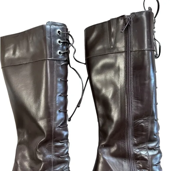 Via Spiga &quot;V-Rapido&quot; Brown genuine Leather Lace Up Boots Sz. 7 1/2 M