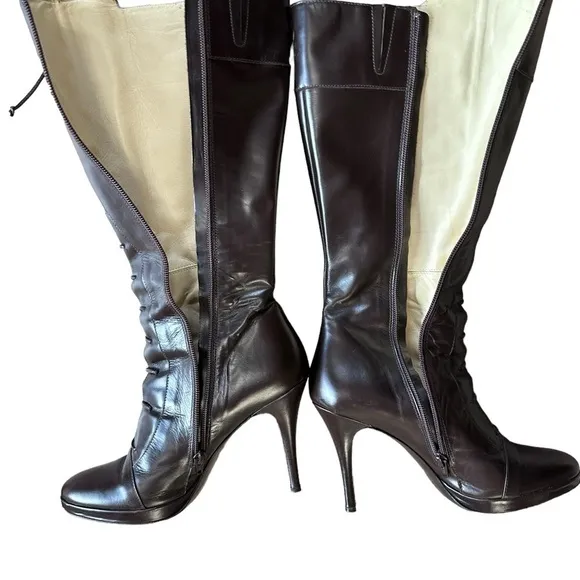 Via Spiga &quot;V-Rapido&quot; Brown genuine Leather Lace Up Boots Sz. 7 1/2 M