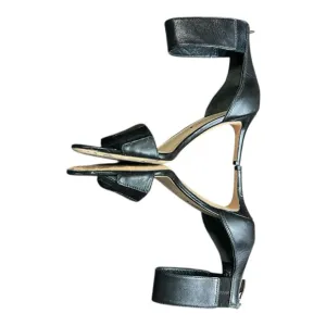Via Spiga B-Lavinia Black Stilettos Zippered Heel and Ankle Strap Accents 6M