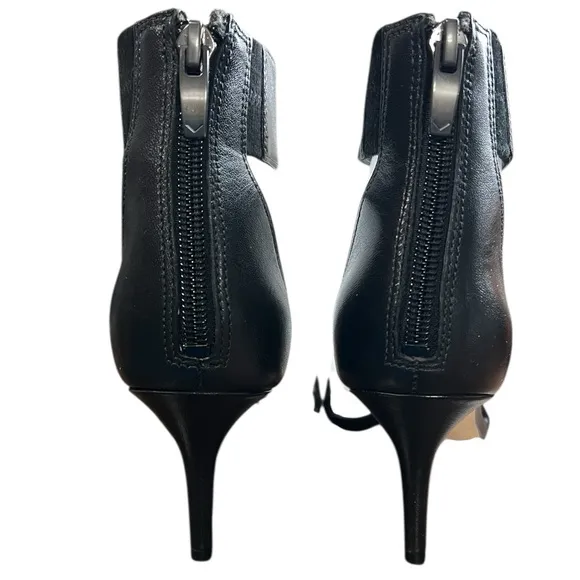 Via Spiga B-Lavinia Black Stilettos Zippered Heel and Ankle Strap Accents 6M