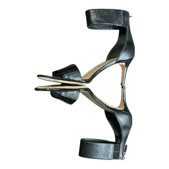 Via Spiga B-Lavinia Black Stilettos Zippered Heel and Ankle Strap Accents 6M