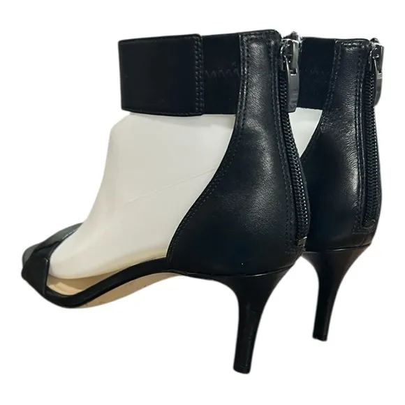 Via Spiga B-Lavinia Black Stilettos Zippered Heel and Ankle Strap Accents 6M