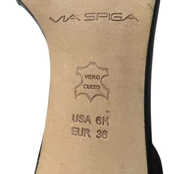 Via Spiga B-Lavinia Black Stilettos Zippered Heel and Ankle Strap Accents 6M