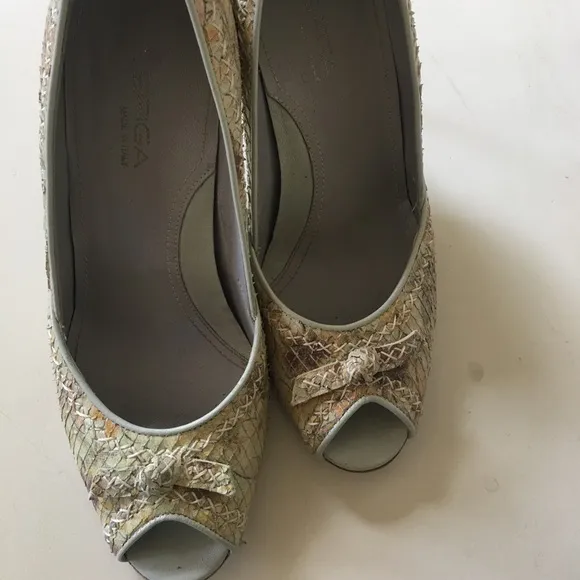 Via Spiga Snake embossed leather pumps