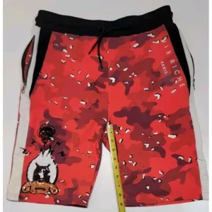Vie Riche Paris Camo Shorts Duck Logo Sequins Men's Size Medium Designer‎
