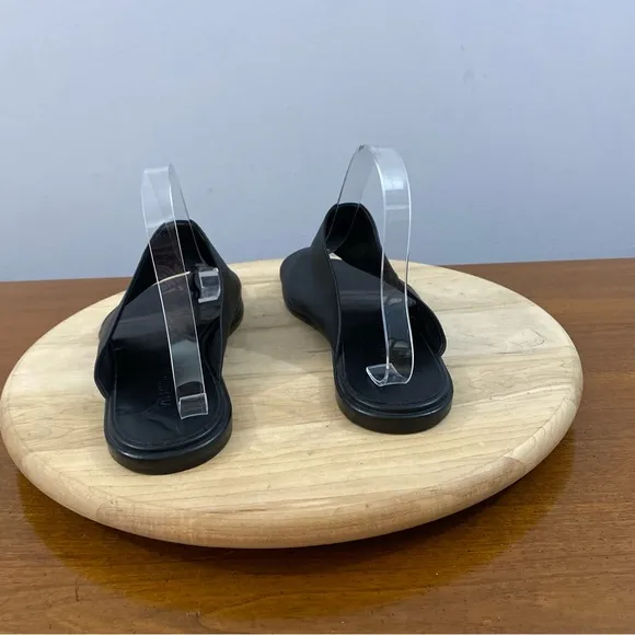 Vince Black Leather Open Toe Slip On Sandals Women’s Size 9 Medium EUR 39 Italy