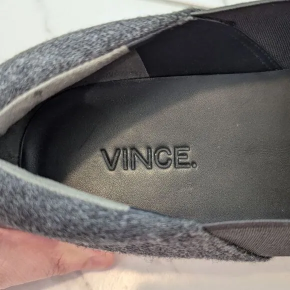 Vince Women's Warren Grey Wool Fabric Chunky Platform Slip On Loafers Sneakers 8