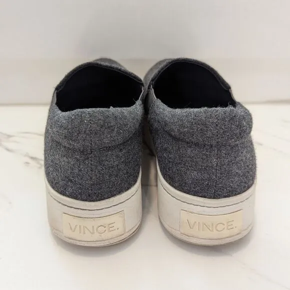 Vince Women's Warren Grey Wool Fabric Chunky Platform Slip On Loafers Sneakers 8
