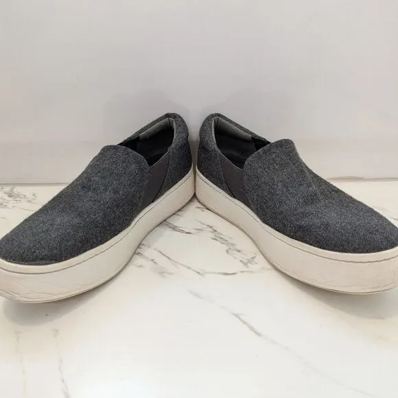 Vince Women's Warren Grey Wool Fabric Chunky Platform Slip On Loafers Sneakers 8