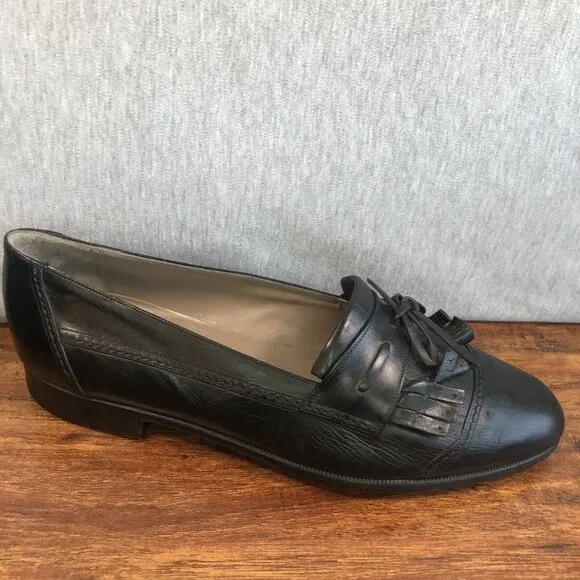 Vintage Bally Men Size 10 D Black Tassel Loafer Dress Shoes Made in Italy