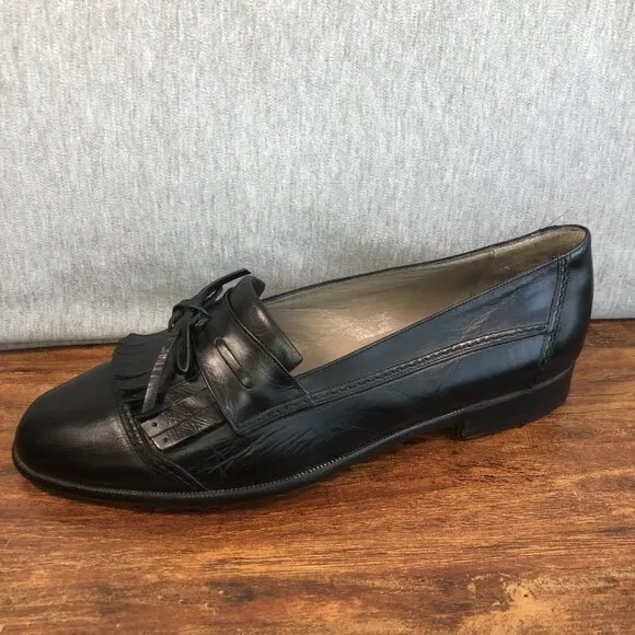 Vintage Bally Men Size 10 D Black Tassel Loafer Dress Shoes Made in Italy
