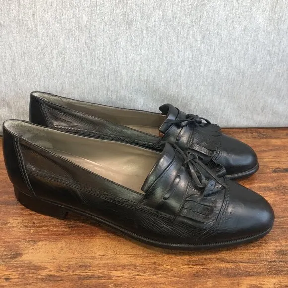 Vintage Bally Men Size 10 D Black Tassel Loafer Dress Shoes Made in Italy