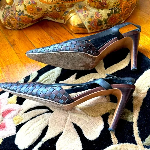 Vintage Bottega Veneta Woven Slingbacks