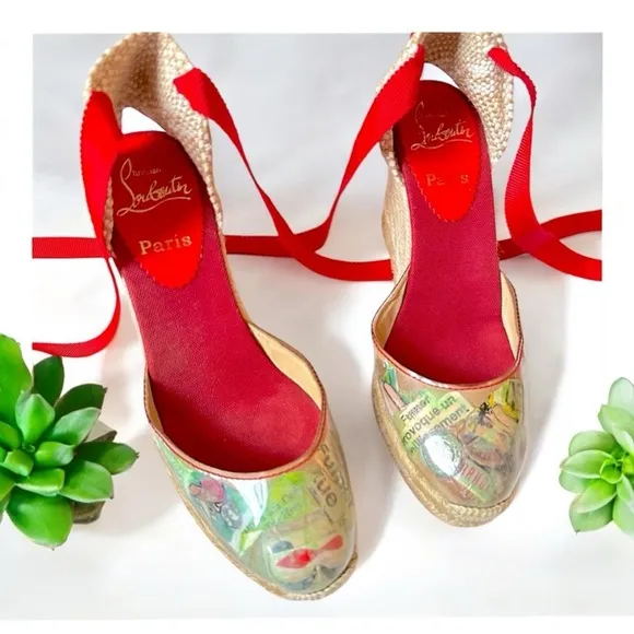 Vintage CHRISTIAN LOUBOUTINPatent Leather Printed D'Orsay Pumps