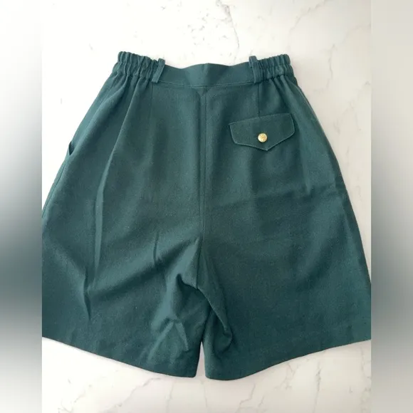 Vintage Design by Italy Embroidered Women Tennis Racket Green Lined Shorts 42
