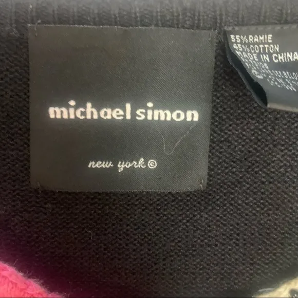 Vintage Designer Michael Simon Beaded Black Tie Celebration Cardigan Sweater