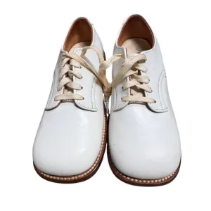 Vintage Fleet-Air Straight Last Boys Saddle Shoes White Leather Oxford Size 9